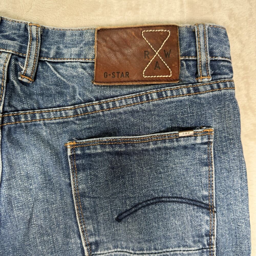 G-Star RAW Jeans GS 3301 Blue Low Rise Straight Button Fly Y2K Men's Size 34x32 - Picture 4 of 10